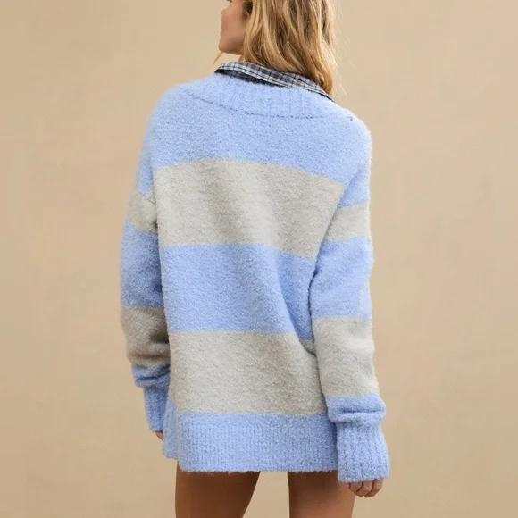 Aerie Teddy Boucle Sweater - Ocean Sky, Medium - Picture 3 of 6